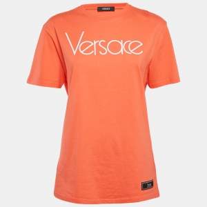 Versace Coral Pink 1978 Re-Edition Cotton Crew Neck T-Shirt S 