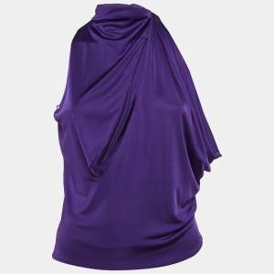 Versace Purple Jersey Cut-Out Sleeveless Top S