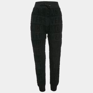 Versace Black Monogram Tuft Cotton Knit Joggers XS