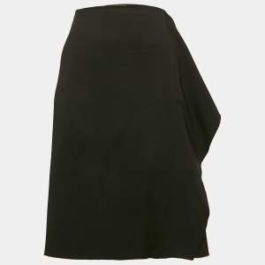 Versace Black Sateen Drape Detail Pencil Skirt  L