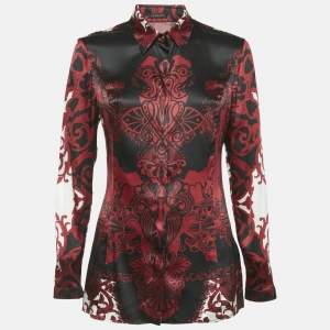 Versace Burgundy Paisley Print Satin Shirt M