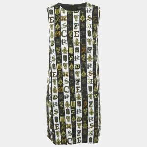 Versace Black/White Printed Crepe Sleeveless Dress M