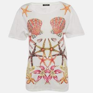 Pre Owned Versace White Cotton Tresor De La Mer Crew Neck T-Shirt S