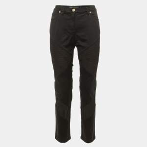 Pre Owned Versace Black Denim & Mesh Paneled Slim Fit Jeans M/Waist 31" 