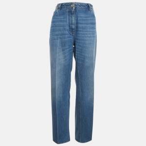 Pre Owned Versace Blue Washed High Rise Denim Straight Leg Jeans M Waist 30"