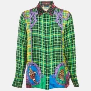 Pre Owned Versace Multicolor Tartan Check 'The Clans' Silk Shirt M