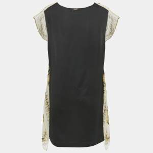 Pre Owned Versace White Printed Silk & Cotton Knit Kaftan Detail Tunic L