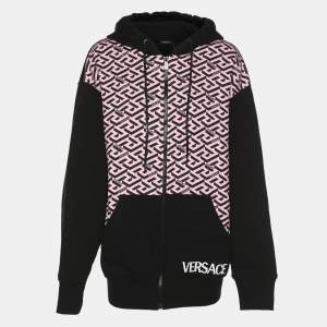 Pre Owned Versace Black/Pink Jersey La Greca Hoodie M