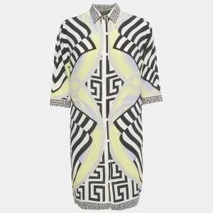 مملوكة مسبقًا Versace Multicolor Printed Silk Shirt Dress M