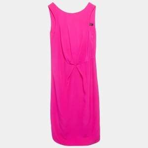 Pre Owned Versace Pink Silk Back Key Hole Mini Dress S