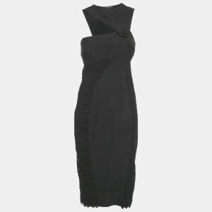 مملوكة مسبقًا Versace Black Crepe Lace Detail Maxi Dress M