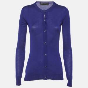 مملوكة مسبقًا كارديجان فيرساتشي أزرار أمامية كشمير أزرق مقاس صغير