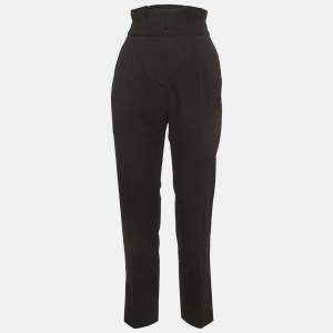 مملوكة مسبقًا Versace Black Wool Straight Leg Trousers S