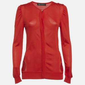 مملوكة مسبقًا Versace Red Wool Blend Cardigan M