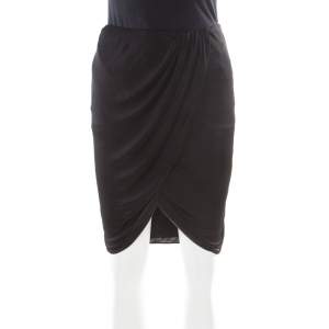 Versace Black Stretch Knit Tulip Wrap Skirt S