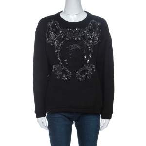 Versace Black Medusa Embellished Wool Sweatshirt M
