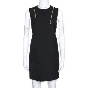 Pre Owned Versace Collection Black Knit Shoulder Zip Detail Sleeveless Dress M
