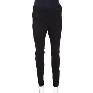 Versace Black Stretch Crepe Mesh Detail Pants M