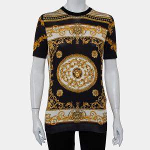 Versace Gold Medusa Head Print Fabric T-Shirt M