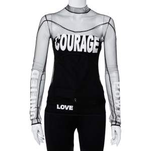 مملوكة مسبقًا توب فيرساتشي تول أسود مزين بأباليك مقاس صغير - سمول