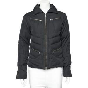 Versace Jeans Couture Black Cotton Quilt Detail Zip Front Jacket S