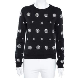 Versus Versace Black Cotton Embellished Crewneck Sweatshirt M