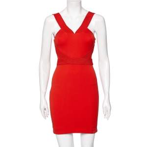 Versace Orange Jersey Embroidered Trim Detailed Short Dress S
