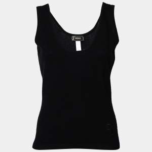 Pre Owned Versace Black Cashmere Sleeveless Tank Top S