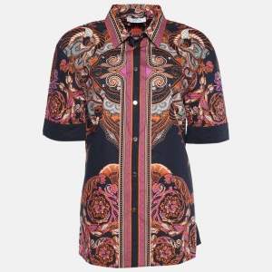 Pre Owned Versace Black Paisley Print Poplin Button Front Shirt M