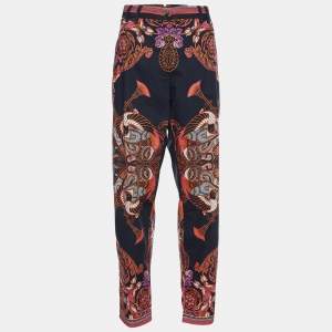 Versace Collection Black Paisley Print Poplin Tapered Trousers L