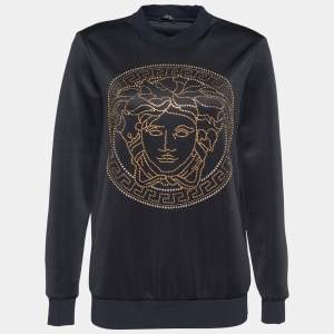 Versace Black Knit Medusa Embellished Sweatshirt S