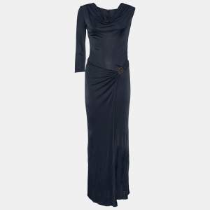 Pre Owned Versace Black Jersey Cut Out Detail Dress M