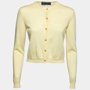 Versace Yellow Cashmere Button Front Cardigan L
