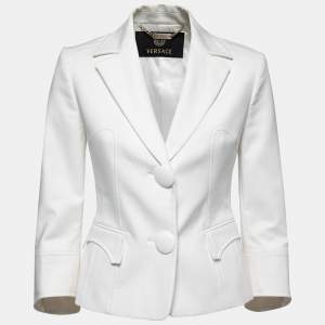 Versace Vintage White Stretch Cotton Single-Breasted Blazer S