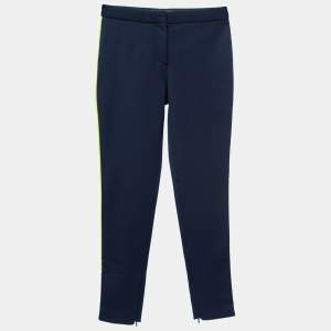 Versace Navy Blue Stretch Contrast Piping Detail Leggings S
