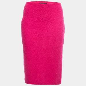 Versace Hot Pink Mohair Blend Knit Pencil Skirt S