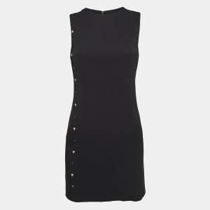 Versace Black Crepe Studded Shift Dress S