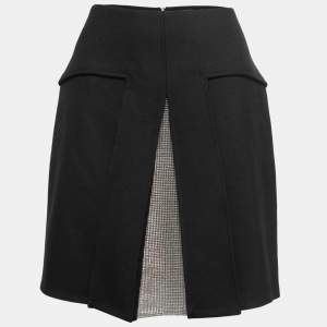 Versace Black Wool Blend Pleated Midi Skirt M