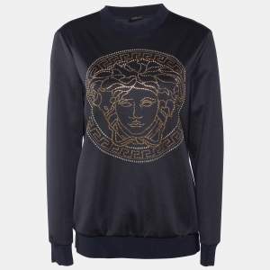 Versace Black Medussa Embellished Jersey Sweatshirt M