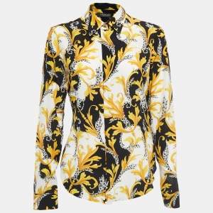 Versace Black/Gold Baroque Printed Silk Shirt S