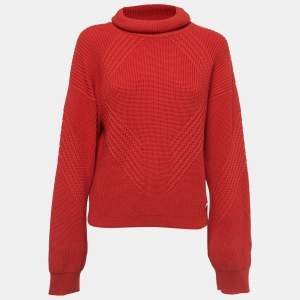 Versace Red Wool Knit Turtleneck Sweater M