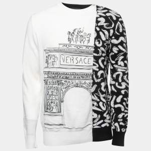 Versace Black/White Patterned Knit Sweatshirt XL