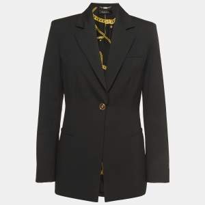 Versace Black Wool Single-Button Blazer S