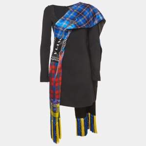 Versace Black Crepe Wrapped Scarf Accent Mini Dress S