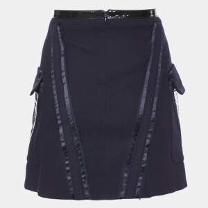 Versace Navy Blue Wool & Silk Mini Skirt M