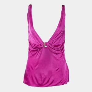 Versace Pink Jersey Knotted Sleeveless Top M