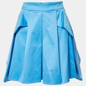 Versace Blue Cotton Pleated Mini Skirt M