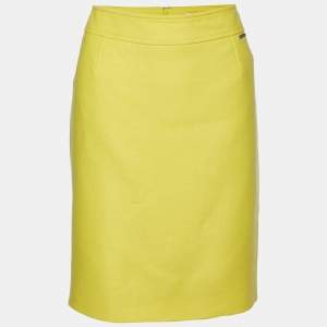 Versace Yellow Wool Pencil Skirt L