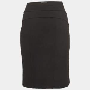 Versace Vintage Black Wool Blend Tucked Pencil Skirt S