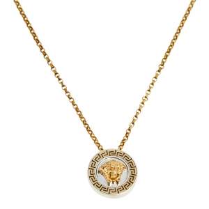 Versace 18K Yellow Gold and 925 Silver Medusa Pendant Necklace